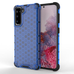 Samsung Galaxy S21 - Armor Honeycomb Textur Skal - Blå Blue Blå