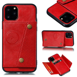 iPhone 12 Pro Max - Läder Skal Med Kortfack Och Magnet - Röd Red Röd