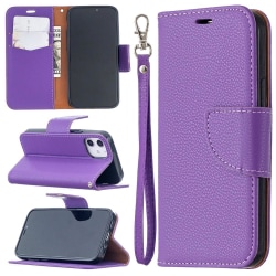 iPhone 12 Mini - Litchi Plånboksfodral - Lila Purple Lila