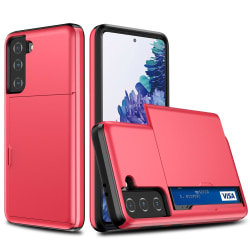 Samsung Galaxy S21 - Hybrid Skal Med Kortfack - Röd Red Röd