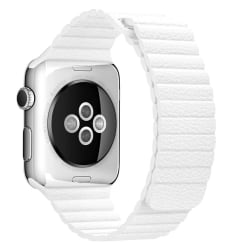 Magnetisk Loop Armband I Äkta Läder Apple Watch 44/42 mm - Vit