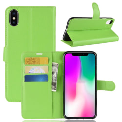 iPhone XR - Litchi Plånboksfodral - Grön Green Grön