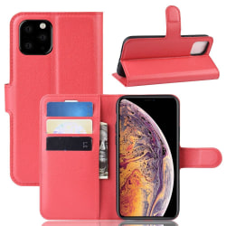 iPhone 11 Pro Max - Litchi Plånboksfodral - Röd Red Röd