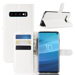 Samsung Galaxy S10 - Litchi Plånboksfodral - Vit White Vit