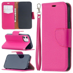 iPhone 12 Mini - Litchi Plånboksfodral - Rosa Pink Rosa