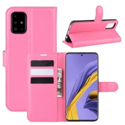 Samsung Galaxy A51 - Litchi Plånboksfodral - Rosa Pink Rosa