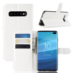 Samsung Galaxy S10 Plus - Litchi Plånboksfodral - Vit White Vit