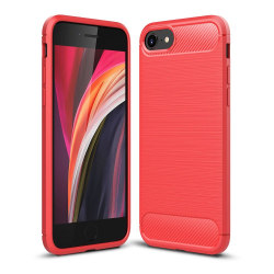 iPhone 7/8/SE (2020/2022) - Borstat stål textur - Röd Röd