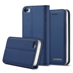 iPhone 5/5S/SE - LC.IMEEKE Läder Flip Fodral - Blå Blue Blå