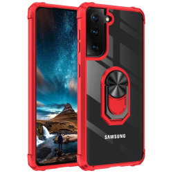 Samsung Galaxy S21 - Shockproof Ring Skal - Röd Red Röd
