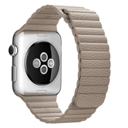 Magnetisk Loop Armband I Äkta Läder Apple Watch 44/42 mm - Beige