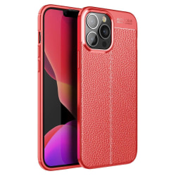 iPhone 13 Pro Max - Litchi Textur Skal - Röd
