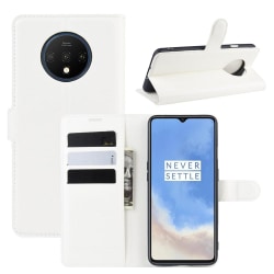 OnePlus 7T - Litchi Plånboksfodral - Vit White Vit