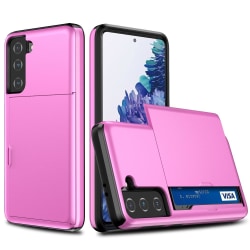 Samsung Galaxy S21 Plus - Skal Med Kortfack - Rosa Pink Rosa