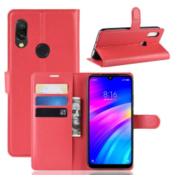 Xiaomi Redmi 7 - Litchi Plånboksfodral - Röd Red Röd