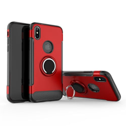 iPhone Xs Max - Ring Skal - Funkar med magnethållare - Röd Röd