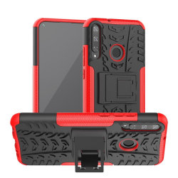 Huawei P40 Lite E - Ultimata Stöttåliga Skalet med Stöd - Röd Red Röd