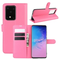 Samsung Galaxy S20 Ultra - Litchi Plånboksfodral - Rosa Pink Rosa