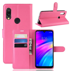 Xiaomi Redmi 7 - Litchi Plånboksfodral - Rosa Pink Rosa