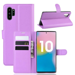 Samsung Galaxy Note 10 Plus - Litchi Plånboksfodral - Lila Purple Lila
