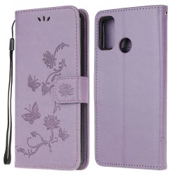 Motorola Moto G10/G20/G30 - Tryckt Flower/Butterfly Fodral - Lil Purple Lila