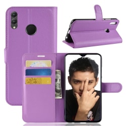 Huawei Honor 8X - Litchi Plånboksfodral - Lila Purple Lila