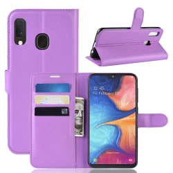 Samsung Galaxy A20e - Litchi Plånboksfodral - Lila Purple Lila