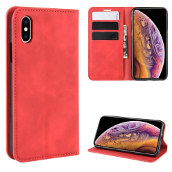 iPhone X/Xs - Silkeslent Läder Fodral - Röd Red Röd
