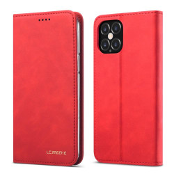 iPhone 12 Pro Max - LC.IMEEKE Läder Flip Fodral - Röd Red Röd