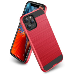 iPhone 12 Pro Max - Borstad Stål Textur Skal - Röd Red Röd
