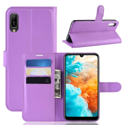 Huawei Y6 (2019) - Litchi Plånboksfodral - Lila Purple Lila