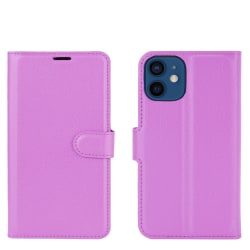 iPhone 12 Mini - Litchi Textur Fodral - Lila Purple Lila