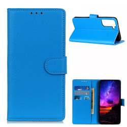 Samsung Galaxy S21 - Litchi Textur Fodral - Blå Blue Blå