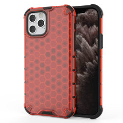 iPhone 12 / 12 Pro - Armor Honeycomb Textur - Röd Red Röd