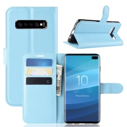 Samsung Galaxy S10 Plus - Litchi Plånboksfodral - Ljus Blå LightBlue Ljus Blå
