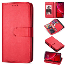 iPhone 12 / 12 Pro - 9-korts Läder Fodral - Röd Red Röd