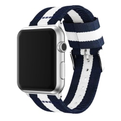 Nylon Armband Med Vertikal Design Apple Watch 42/44/45 mm - Blå/ Blå/Vit