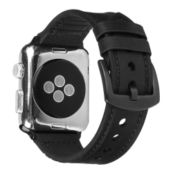 Läderarmband Apple Watch 41/40/38 mm - Svart Black Svart