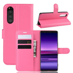 Sony Xperia 5 - Litchi Plånboksfodral - Rosa Pink Rosa