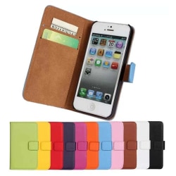 iPhone 5/5S/SE - Plånboksfodral I Äkta Läder - Välj Färg! Black Svart