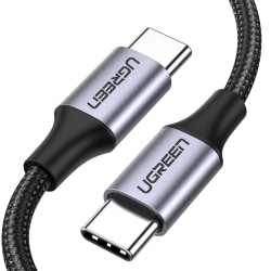 Ugreen 1m 60W 3A USB-C - USB-C Flätad Nylon Kabel - Svart/Grå Svart/Grå