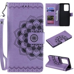 Samsung Galaxy S20 Ultra - Mandala Flower Plånboksfodral - Lila Purple Lila