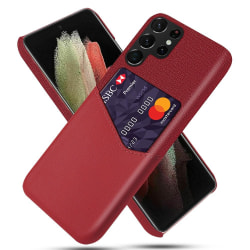 KSQ Samsung Galaxy S22 Ultra Skal Med Kortfack Röd