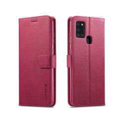 Samsung Galaxy A21s - LC.IMEEKE Plånboksfodral - Röd/Rosa Röd/Rosa