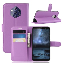 Nokia 9 PureView - Litchi Plånboksfodral - Lila Purple Lila