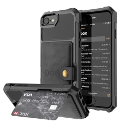 iPhone 6/6S/7/8/SE (2020/2022) - Skal Med Magnetiskt Plånbok - S Black Svart