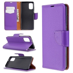 Samsung Galaxy A41 - Litchi Plånboksfodral - Lila Purple Lila