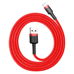 BASEUS 1m Lightning Nylon Kabel - 2.4A Snabbladdning - Röd Röd