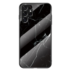Samsung Galaxy S22 Ultra Skal Marmor Härdat Glas Svart