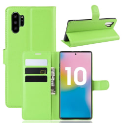 Samsung Galaxy Note 10 Plus - Litchi Plånboksfodral - Grön Green Grön